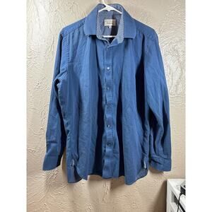 Ted Baker Endurance Blue Long Sleeve Button Up Dress Shirt Mens Size 16.5 34/35